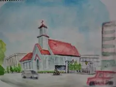 水彩画 お寺 タイ チェンマイ SHO - メルカリ