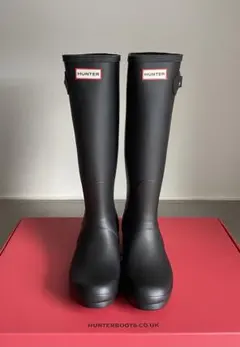 【25㎝】HUNTER ロング レインブーツ 雨靴 ブラック 黒