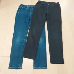 青色と黒色のロングパンツ2点セット