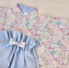 ベビー袴　百日祝　お食い初め　ハンドメイド　男の子　初節句　袴ロンパース　水色