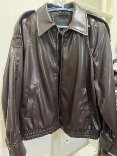 【未使用】ZARA レザージャケット ブラウン フェイクレザー エポレット