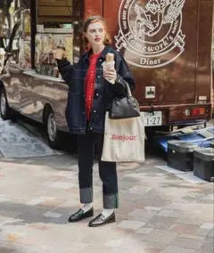 BONLECILL セットアップ　デニム　オーバーサイズ　ロールアップ　ステッチ