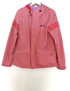 adidas フード付きパーカー 赤白ストライプ