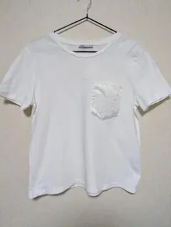ZARA ザラ ポケット 刺繍 Tシャツ ホワイト 半袖 Mのサムネイル