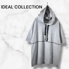 イデアルコレクション　ビッグシルエット　Ｌ　半袖　パーカー　グレー　フード