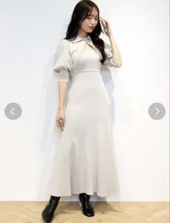 MERCURYDUO 襟付きボレロレイヤード風ニットワンピース