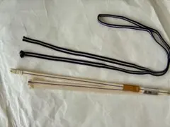正絹　三分紐　帯締め　2本セット　紫に白い線、生成色に濃い紫の線
