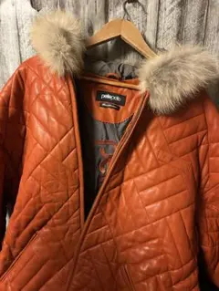 pellepelle オレンジキルティングレザージャケット