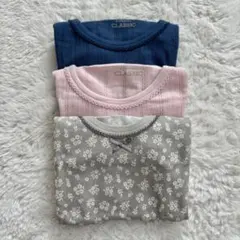 【100cm】ベビー長袖肌着3点セット　女の子