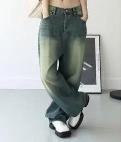 ヴィンテージカラーウォッシングデニムワイドパンツ