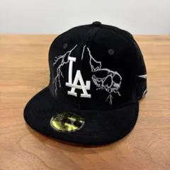 Neweraドジャース7 3/8(58.7)ドクロ三連十字架 自由の女神 ベロア