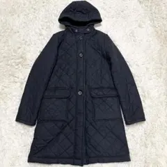 トラディショナルウェザーウェア キルティングコート 裏地ボア フード ネイビー