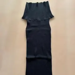 ブラックリブ編みタイトワンピ サイズ1