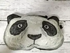 ハンドメイド　パンダ顔メガネケース　ペンケース　ポーチ　猫型キーリング付