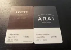 ロッテアライリゾート　エコノミークラス　ゴンドラ・リフト1日券　2枚セット ロッテアライリゾート 1Day Economy リフト券 2枚組｜Yahoo!フリマ