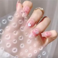 ネイル　シール　ハート　チーク パーツ　ホワイト　アート　レジン　バレンタイン