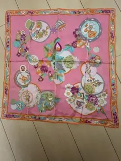 LEONARD 花柄シルクハンカチ　 スカーフ ピンク