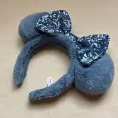 美品　東京ディズニーリゾート ミニー　カチューシャ ブルー　スパンコールリボン