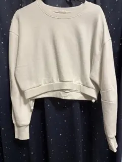 ホワイト クロップドスウェット