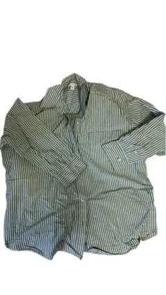 H&M 緑と白のストライプ長袖シャツ 155/80A