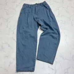 ジーユー　デニム　ジーンズ　ライトブルー　【L】 ウエストゴム　綿100% 美品