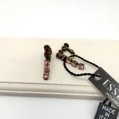 新品/未使用 イタリア製 スワロフスキーラインストーン ツートンカラーイヤリング