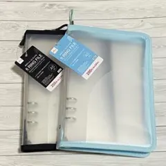 新品 6 リング ファイル 水色 ブラック 黒 ダイソー シール帳 推し活