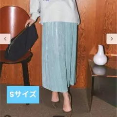 IEDIT[イディット]　クラッシュベロア素材のIラインプリーツスカート