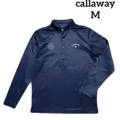 callaway キャロウェイ　裏起毛　長袖ポロシャツ　保温　ネイビーM＊QE