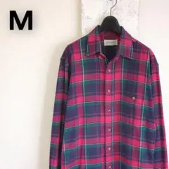 90s USA製 セントジョンズベイ M ネルシャツ グリーン レッド