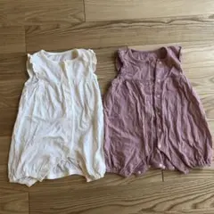 ロンパース 2点セット ホワイト ピンク