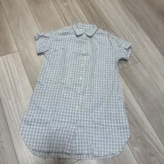 ☆UNIQLO 半袖ワンピース 120 水色チェック☆