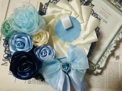 痛ロゼット ロゼッタ ハート型 缶バッジ50mm〜57mm用 ライトブルー