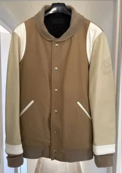 定価18万！美品 コールブラック カシミヤ×牛革レザー 中綿入り袖革スタジャンL