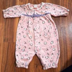 petit main 花柄ロンパース ピンク