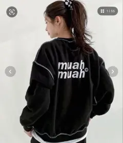 muah muahシグネチャー トレーナー 黒のサムネイル