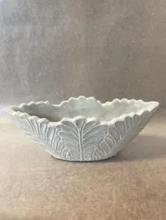 陶器　葉模様　フラワーベース