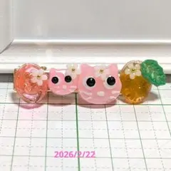 猫　レジン　ヘアクリップ　ドロップ