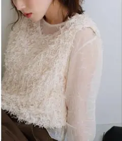 ファーショートベスト　カスタネ（美品）