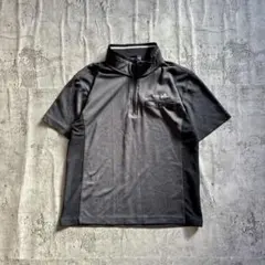 半袖ポロシャツ 半袖ジップシャツ M ブラック 速乾 スポーツ ランニング 古着