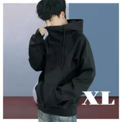 パーカー　黒　メンズ　XL プルオーバー　クールネック　カジュアル