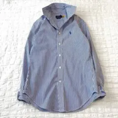 美品 ポロ ラルフローレン ポニー刺繍 ストライプシャツ コットン QR