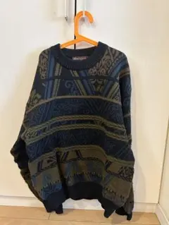 mario giorgi ニットセーター M 幾何学模様　ヴィンテージニット古着
