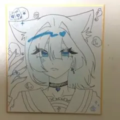 猫耳 手描きイラスト 女の子 アナログイラスト オリジナルイラスト