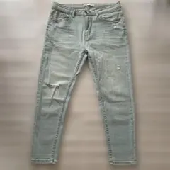 ZARA ザラ　スキニー クロップドダメージデニムパンツ　EUR 46