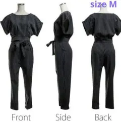 パンツドレス ブラックストライプ M フォーマル ツーピース セパレート