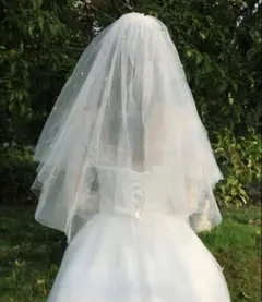 ウェディングベール 二段式 パール付き