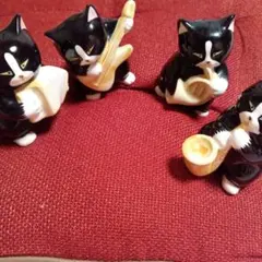 黒猫オーケストラ　陶器製置物4体セット