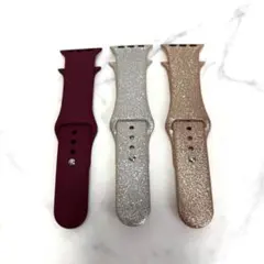Apple Watch バンド 3本セット グリッター 45mm シルバー ラメ