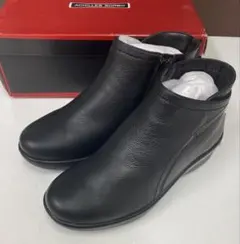 アキレスソルボ（24cm）サイドゴアブーツ 撥水 本革 バーガンディー
